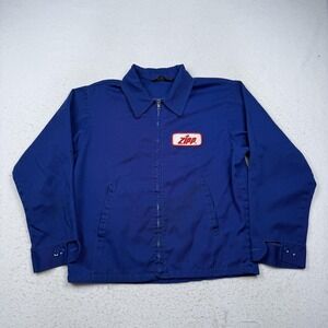 Vintage Zipp Work Jacket Mens Medium Blue Canvas Full Zip Pride Patch Workwear